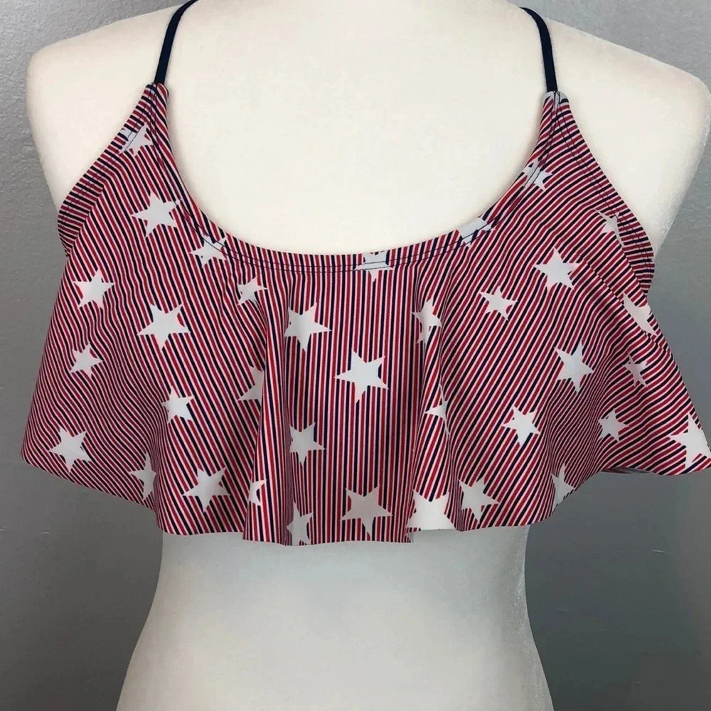 NEW Arizona Jean Company Star Stripe Swimsuit Top‎ Size Large